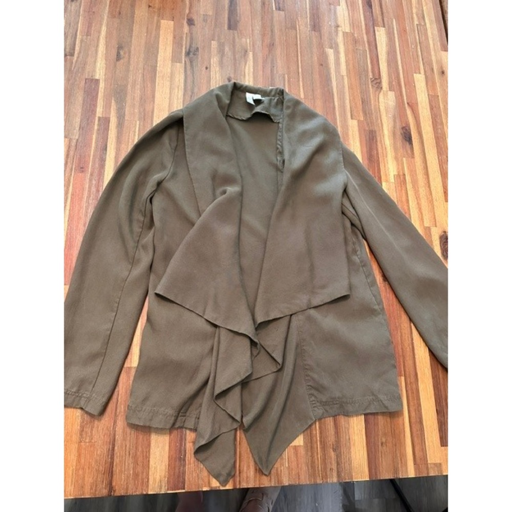 Forever 21 Exclusive Olive Green Draped Open Front Waterfall Jacket Womens Small